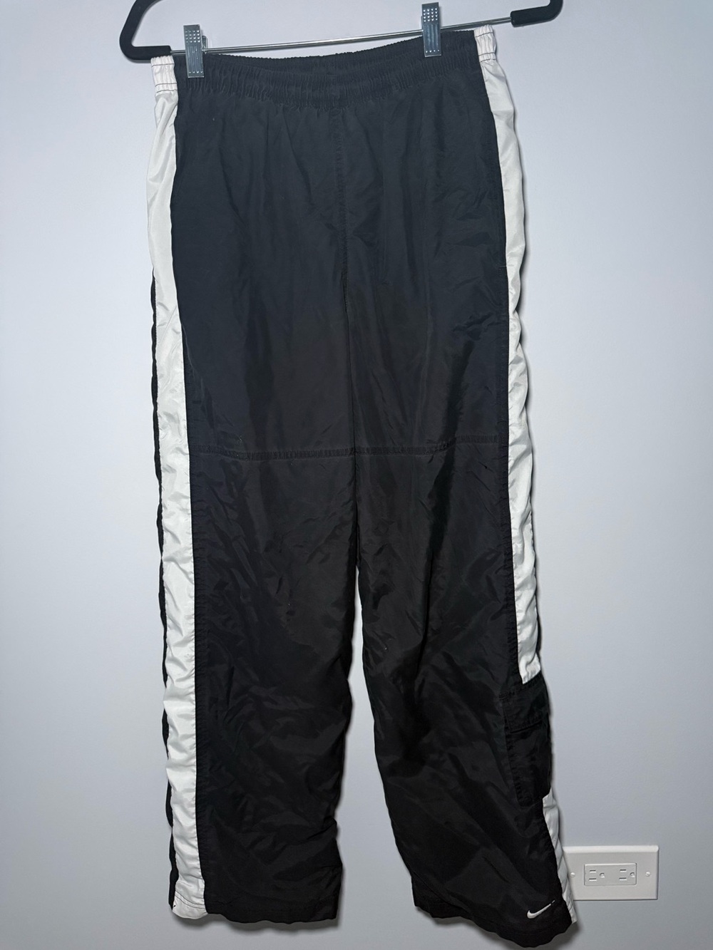 Vintage 90s Y2K Black Nike Nylon Snow Track Pants Lined Baggy Windbreaker Mens S